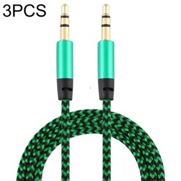 3 PCS K10 3.5mm Male to Male Nylon Braided Audio Cable, Length: 1m(Green)