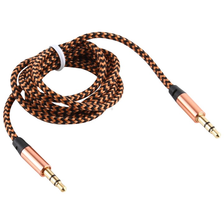 3 PCS K10 3.5mm Male to Male Nylon Braided Audio Cable, Length: 1m(Gold)