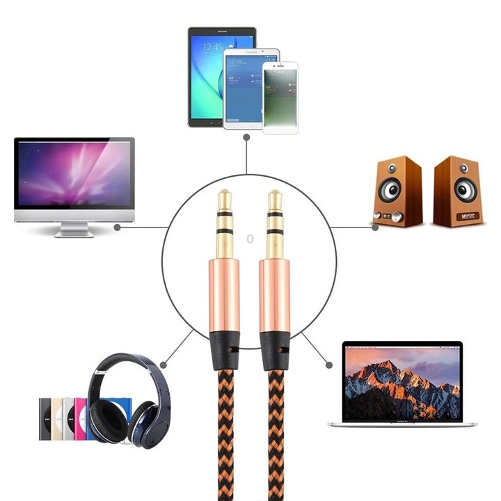 3 PCS K10 3.5mm Male to Male Nylon Braided Audio Cable, Length: 1m(Gold)