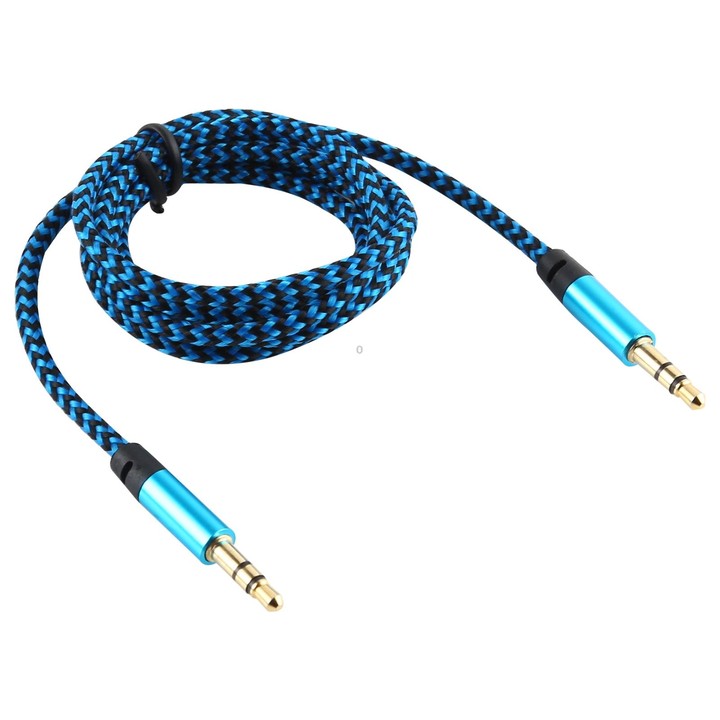 3 PCS K10 3.5mm Male to Male Nylon Braided Audio Cable, Length: 1m(Blue)