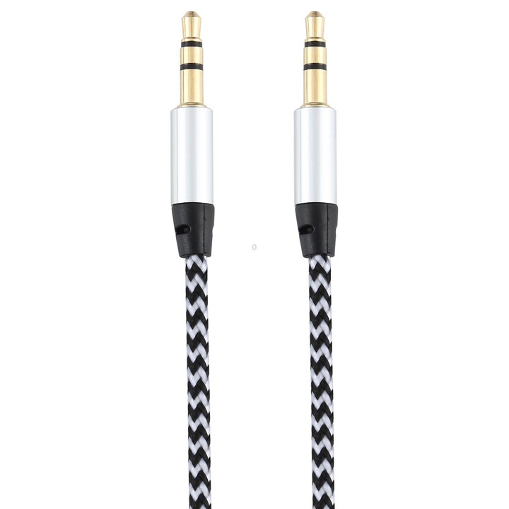 3 PCS K10 3.5mm Male to Male Nylon Braided Audio Cable, Length: 1m(Silver)