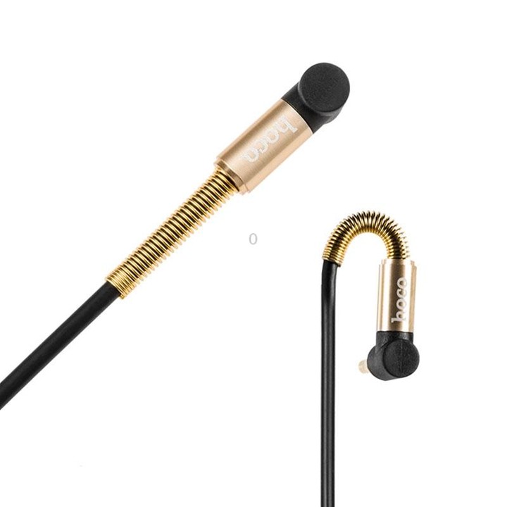 hoco UPA02 AUX Spring Audio Cable without Microphone, Cable Length: 1m(Black)