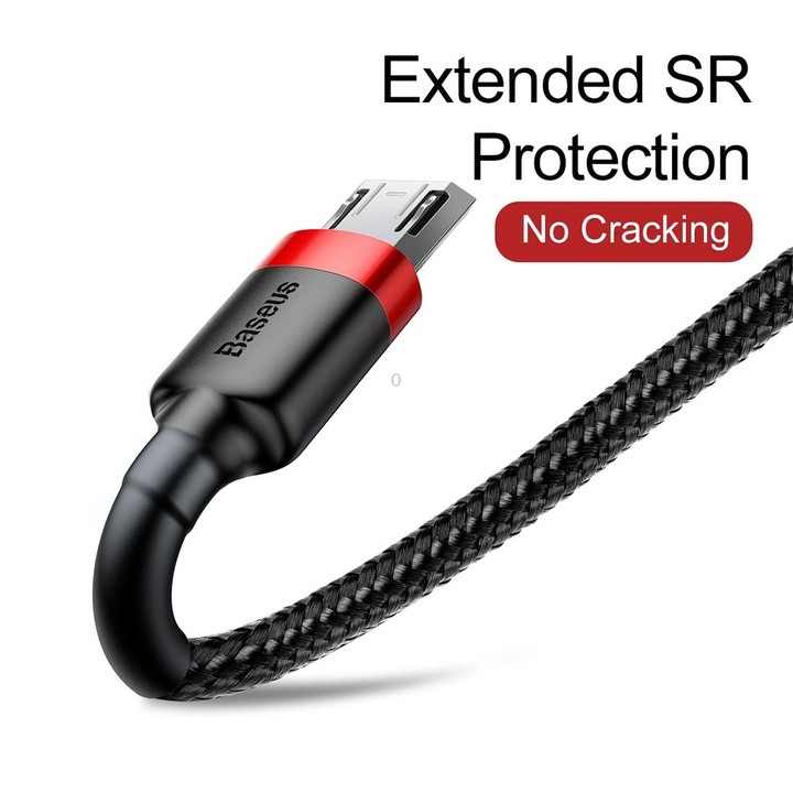 Baseus 1m 2.4A USB to Micro USB Cafule Double-sided Insertion Braided Cord Data Sync Charging Cable (Red Black)