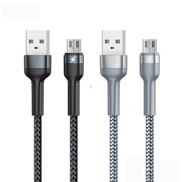 REMAX RC-124m 1m 2.4A USB to Micro USB Aluminum Alloy Braid Fast Charging Data Cable(Black)