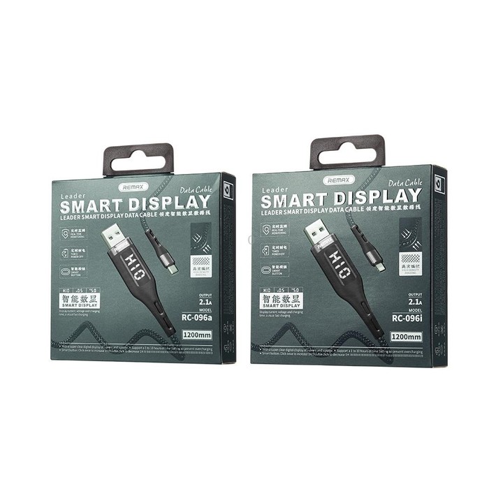 REMAX RC-096a Leader 1.2m 2.1 USB to USB-C / Type-C Intelligent Digital Display Aluminum Alloy Braid Fast Charging Data Cable
