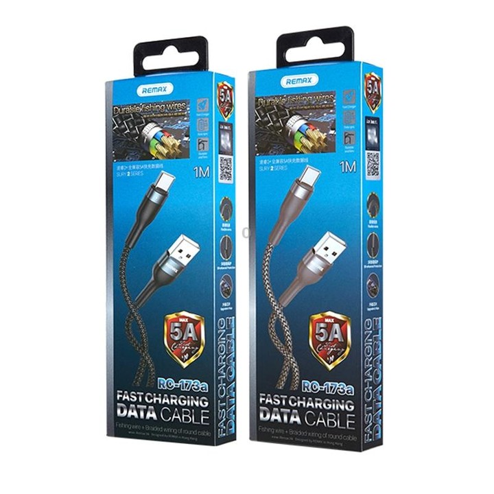 REMAX RC-173a 5A USB to USB-C / Type-C Sury 2 Fully Compatible Fast Charging Data Cable, Cable Length: 1m (Silver)