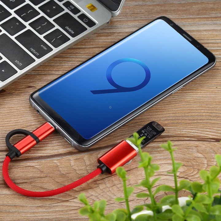 USB 3.0 Female to Micro USB + USB-C / Type-C Male Charging + Transmission OTG Nylon Braided Adapter Cable, Cable Length: 11cm(Re