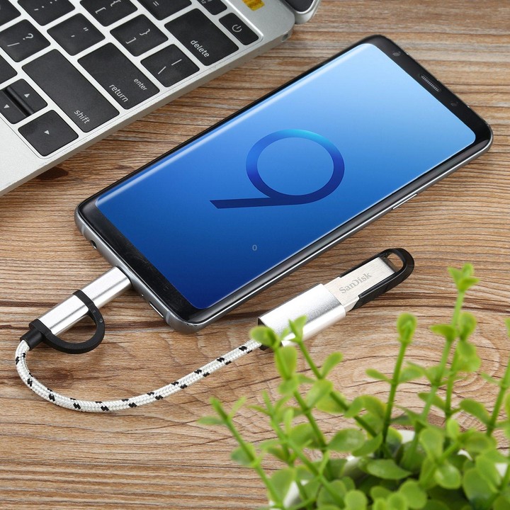 USB 3.0 Female to Micro USB + USB-C / Type-C Male Charging + Transmission OTG Nylon Braided Adapter Cable, Cable Length: 11cm(Si