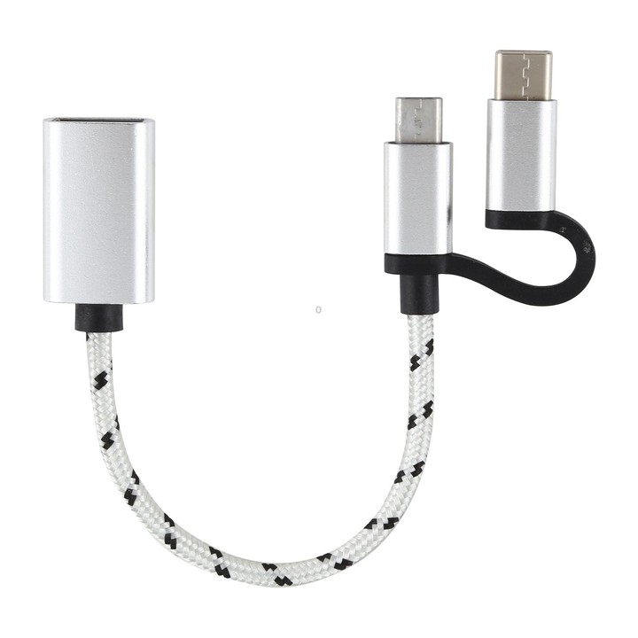 USB 3.0 Female to Micro USB + USB-C / Type-C Male Charging + Transmission OTG Nylon Braided Adapter Cable, Cable Length: 11cm(Si