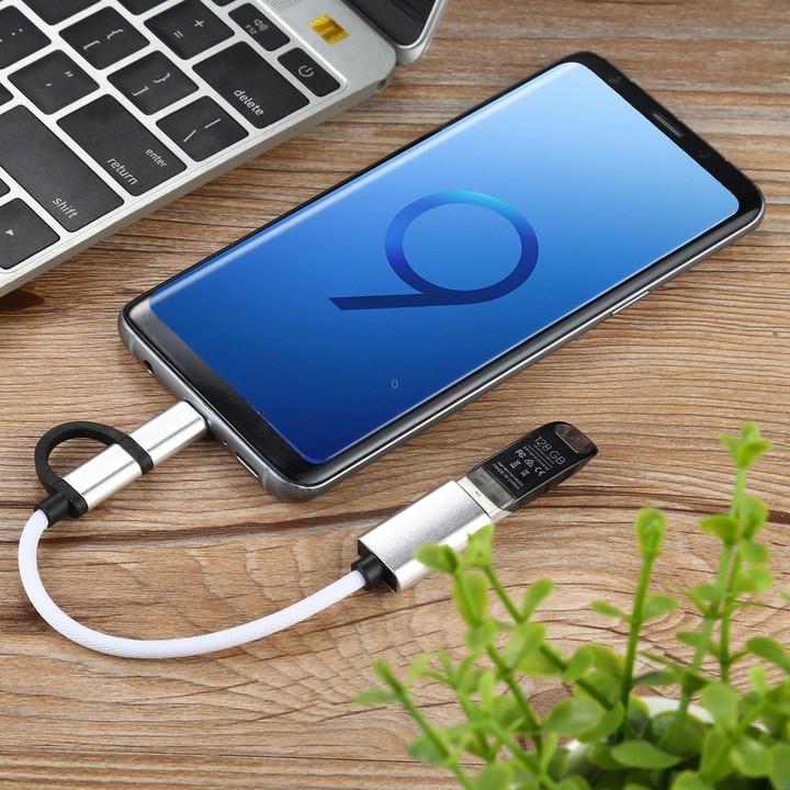 USB 3.0 Female to Micro USB + USB-C / Type-C Male Charging + Transmission OTG Nylon Braided Adapter Cable, Cable Length: 11cm(Wh