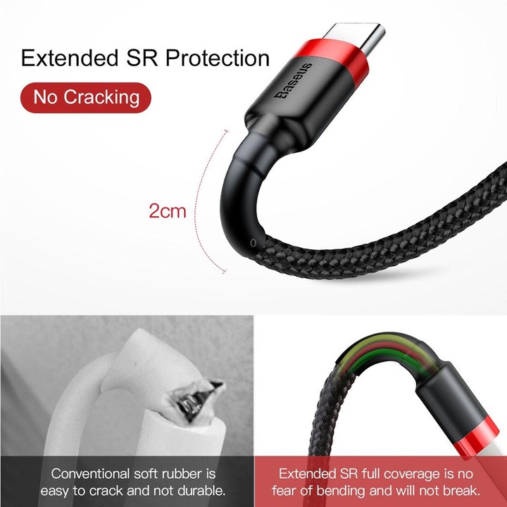 Baseus 1m 3A Max USB to USB-C / Type-C Data Sync Charge Cable(Black)
