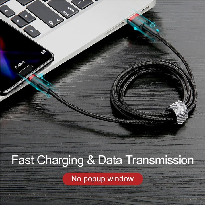 Baseus Kevlar 50cm 3A Max USB to USB-C / Type-C Data Sync Charge Cable(Red+Black)
