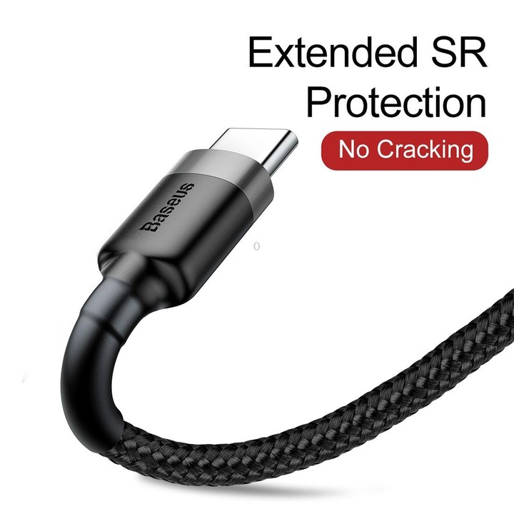 Baseus Kevlar 50cm 3A Max USB to USB-C / Type-C Data Sync Charge Cable(Grey+Black)