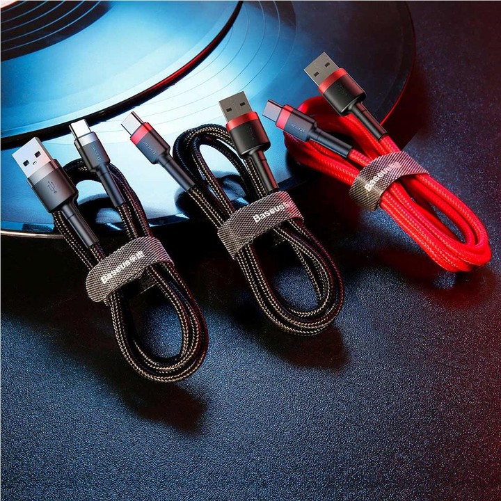 Baseus Kevlar 50cm 3A Max USB to USB-C / Type-C Data Sync Charge Cable(Grey+Black)