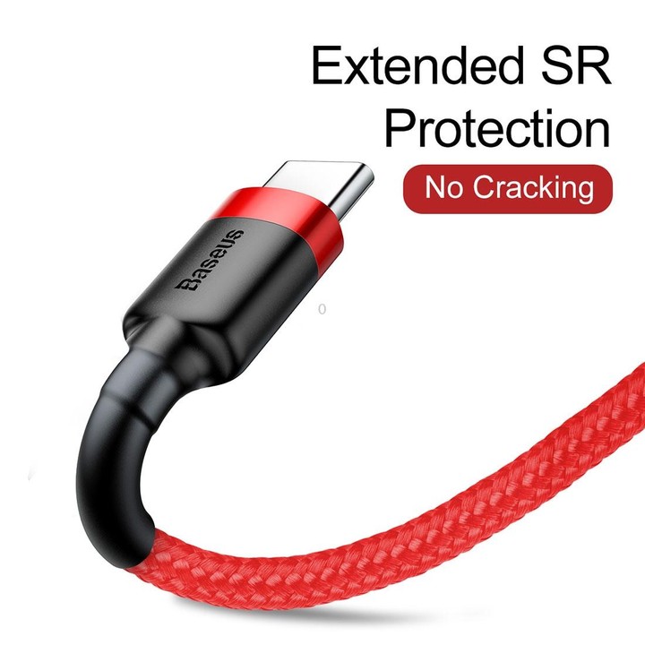 Baseus Kevlar 50cm 3A Max USB to USB-C / Type-C Data Sync Charge Cable(Red+Red)