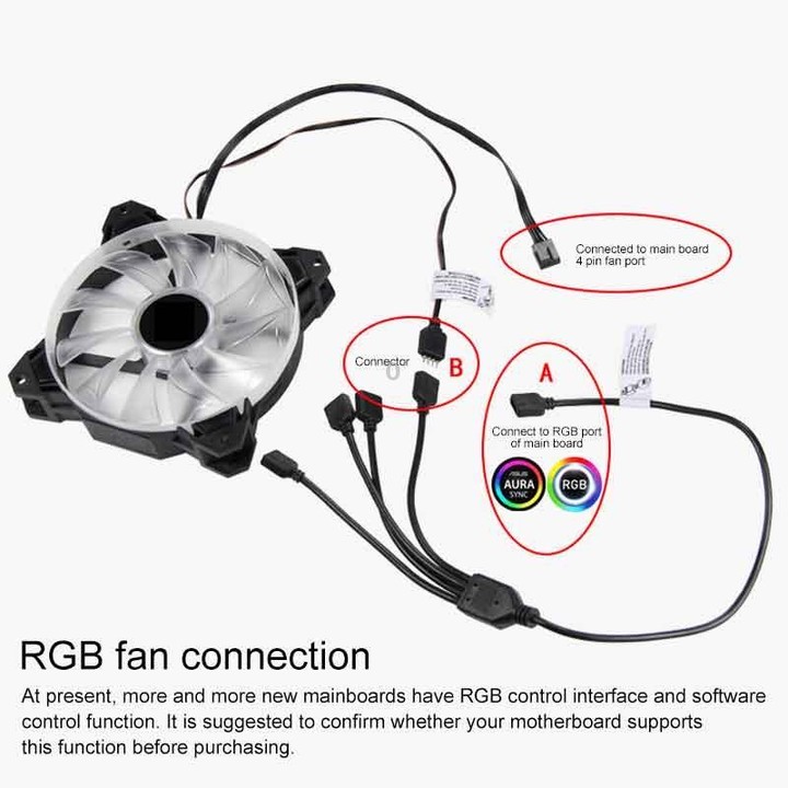 3 Pin 5V 1 to 5 Motherboard AURA RGB PC Cooling Extension Cable for Asus (Black)