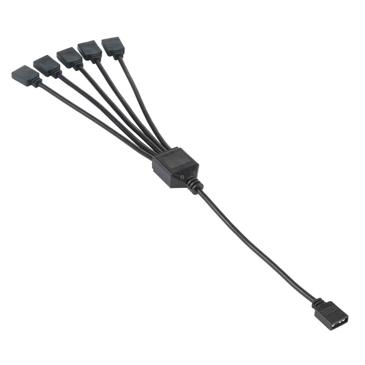 3 Pin 5V 1 to 5 Motherboard AURA RGB PC Cooling Extension Cable for Asus (Black)