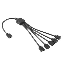 3 Pin 5V 1 to 5 Motherboard AURA RGB PC Cooling Extension Cable for Asus (Black)