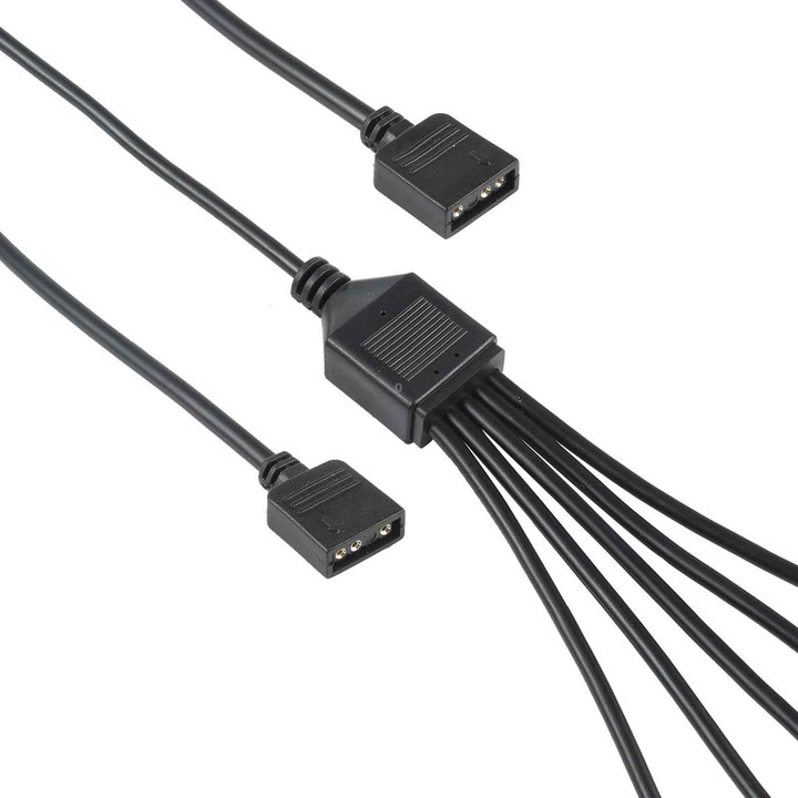 3 Pin 5V 1 to 5 Motherboard AURA RGB PC Cooling Extension Cable for Asus (Black)