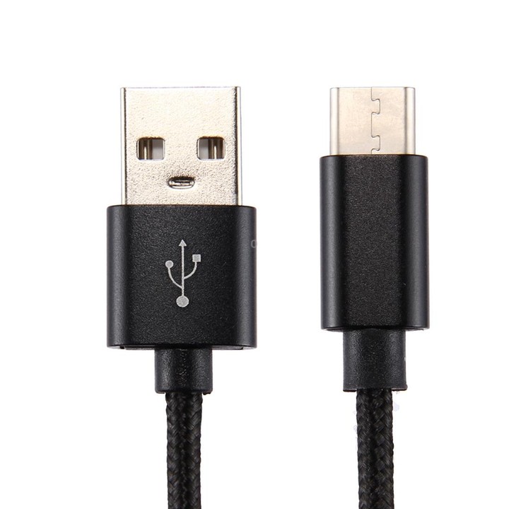 Knit Texture USB to USB-C / Type-C Data Sync Charging Cable, Cable Length: 1m, 3A Total Output, 2A Transfer Data(Black)
