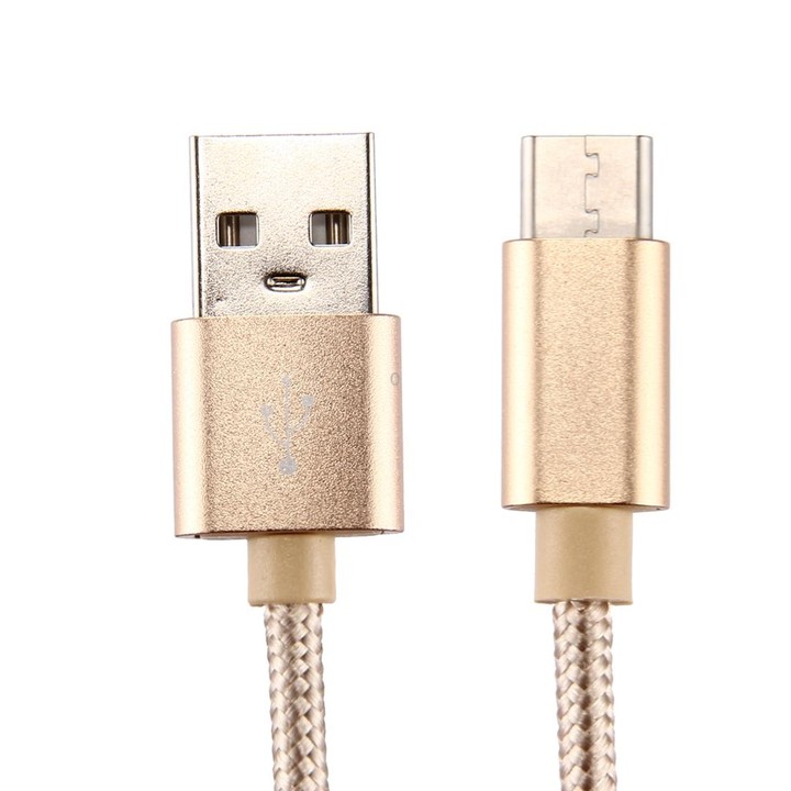 Knit Texture USB to USB-C / Type-C Data Sync Charging Cable, Cable Length: 1m, 3A Total Output, 2A Transfer Data(Gold)
