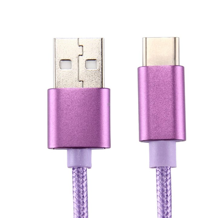 Knit Texture USB to USB-C / Type-C Data Sync Charging Cable, Cable Length: 1m, 3A Total Output, 2A Transfer Data(Purple)