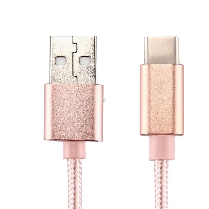 Knit Texture USB to USB-C / Type-C Data Sync Charging Cable, Cable Length: 1m, 3A Total Output, 2A Transfer Data(Rose Gold)