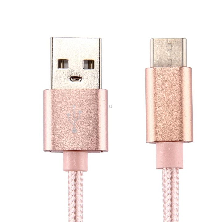 Knit Texture USB to USB-C / Type-C Data Sync Charging Cable, Cable Length: 1m, 3A Total Output, 2A Transfer Data(Rose Gold)