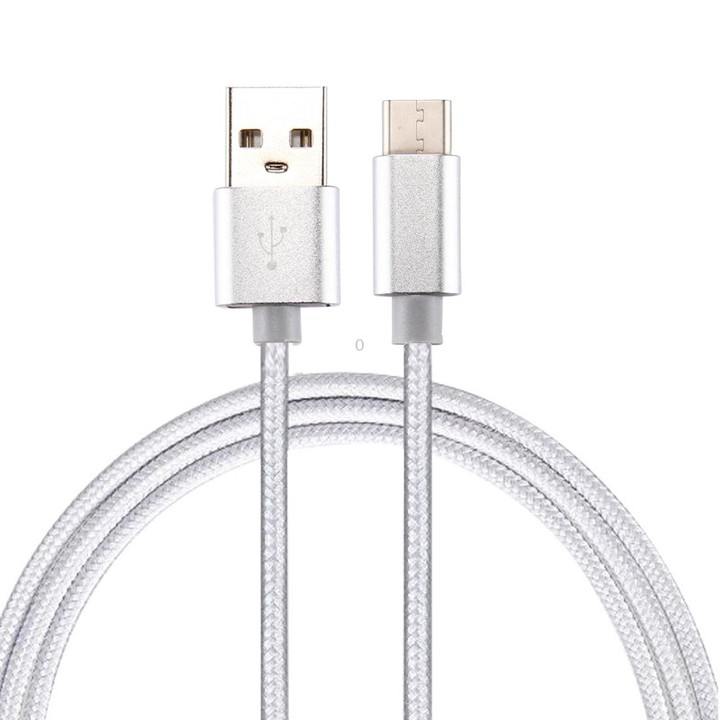 Knit Texture USB to USB-C / Type-C Data Sync Charging Cable, Cable Length: 1m, 3A Total Output, 2A Transfer Data(Silver)