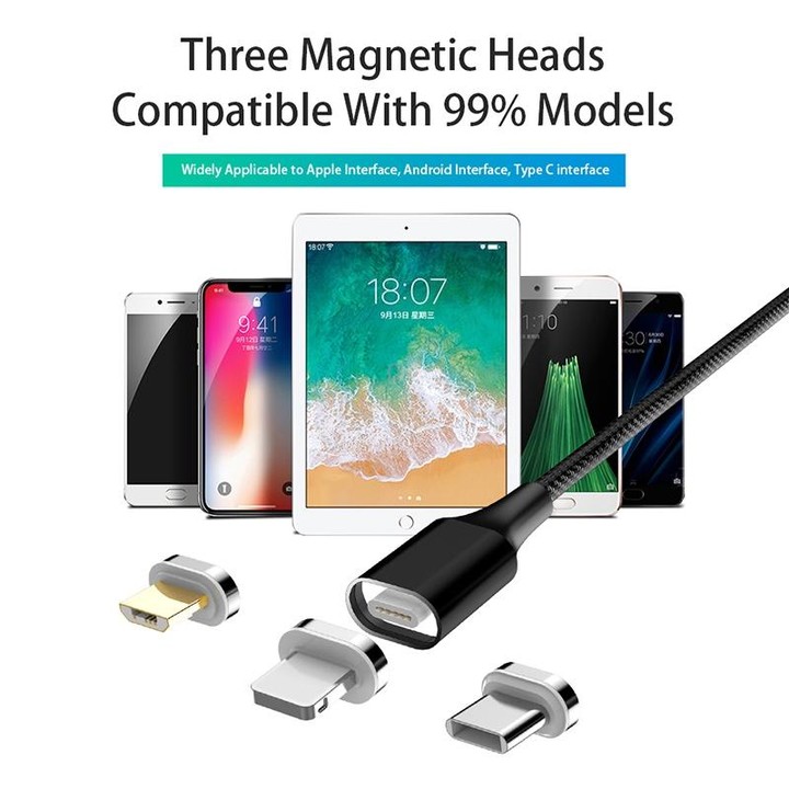 M11 3A USB to Micro USB Nylon Braided Magnetic Data Cable, Cable Length: 1m(Silver)