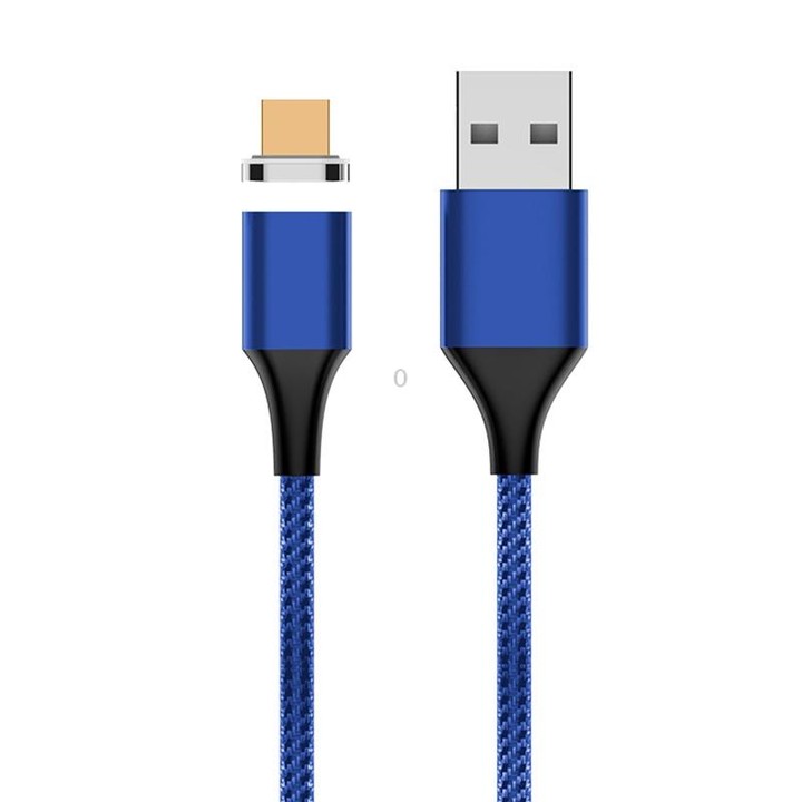 M11 3A USB to Micro USB Nylon Braided Magnetic Data Cable, Cable Length: 2m (Blue)