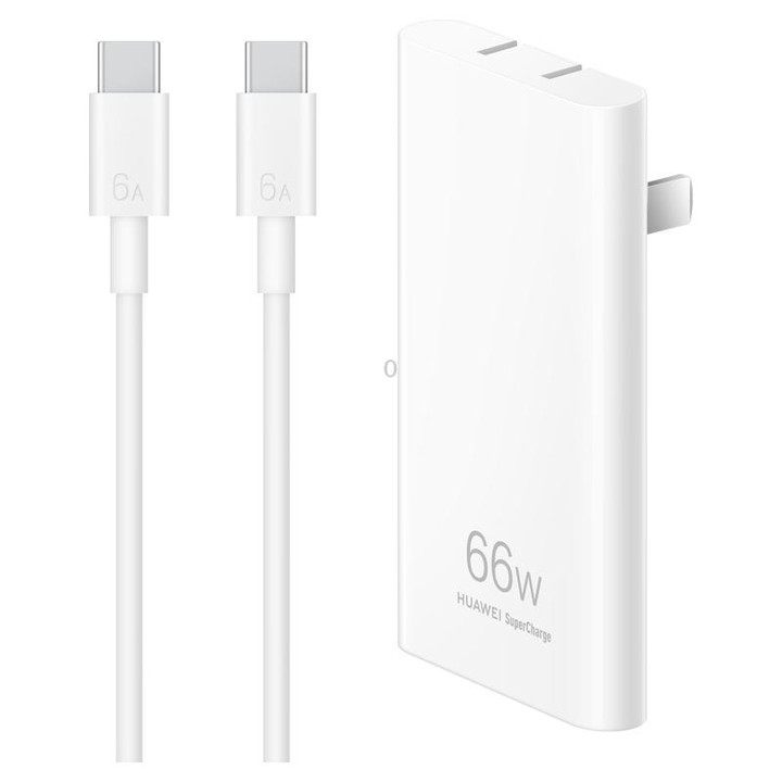 Original Huawei 66W GaN Ultra-thin Travel Charger Power Adapter with Type-C / USB-C Cable (White)