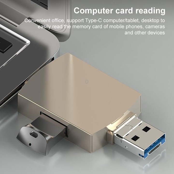 3 in 1 USB-C / Type-C to USB + Micro USB OTG Adapter TF / SD Card Card Reader(Gold)
