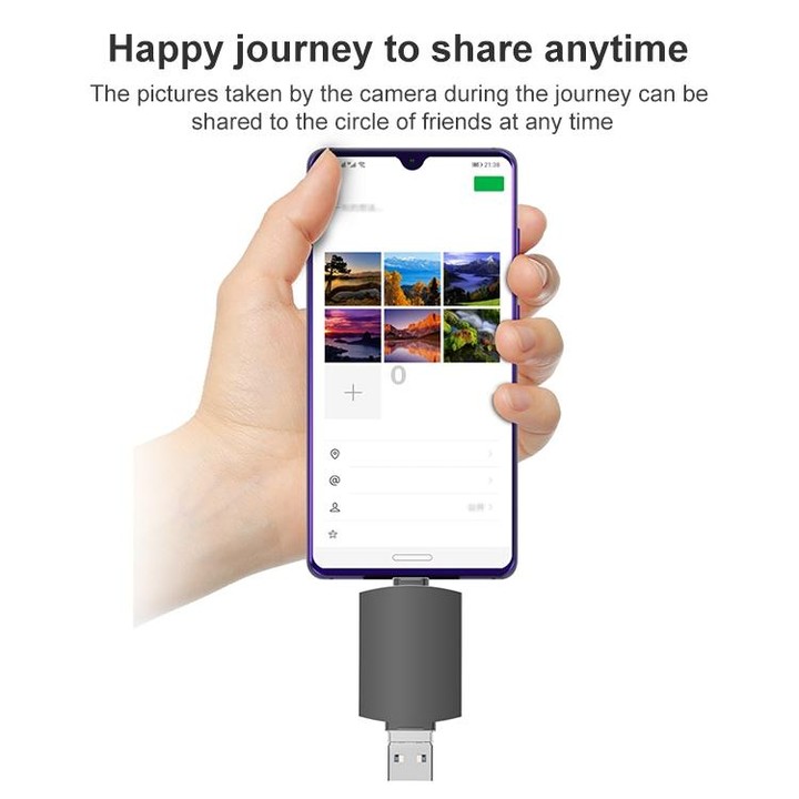 3 in 1 USB-C / Type-C to USB + Micro USB OTG Adapter TF / SD Card Card Reader(Gold)