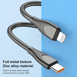 ADC-009 USB to USB-C / Type-C Zinc Alloy Hose Fast Charging Data Cable, Cable Length: 1m (Silver)