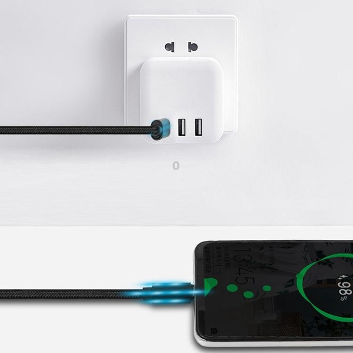 60W PD USB-C / Type-C Male to USB-C / Type-C Male Braided Data Cable, Cable Length: 1m