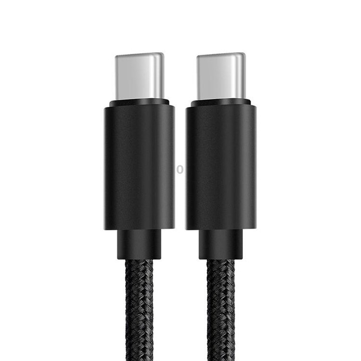 60W PD USB-C / Type-C Male to USB-C / Type-C Male Braided Data Cable, Cable Length: 1m