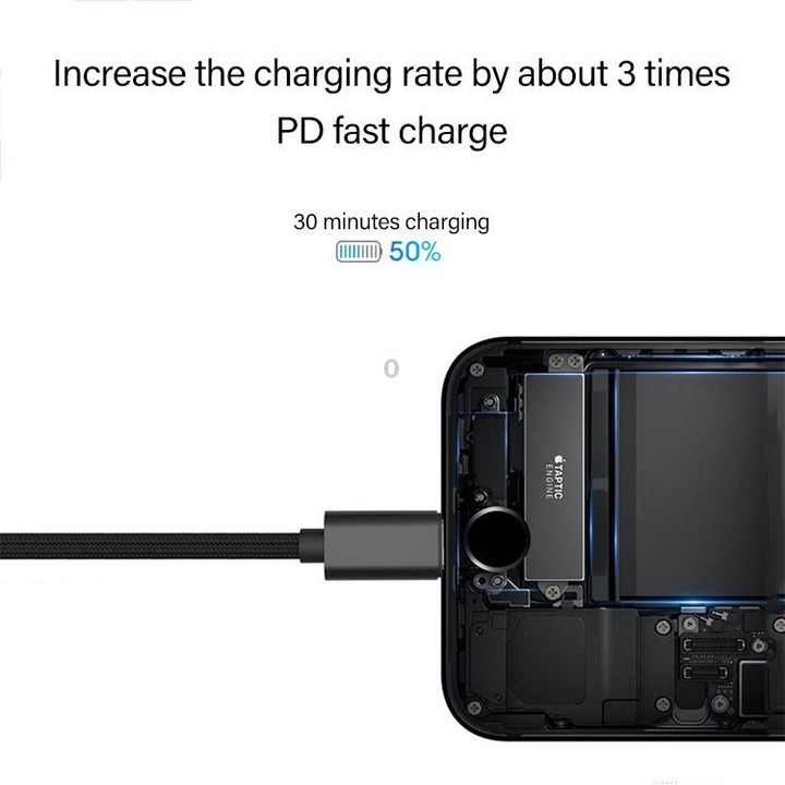 60W PD USB-C / Type-C Male to USB-C / Type-C Male Braided Data Cable, Cable Length: 1m