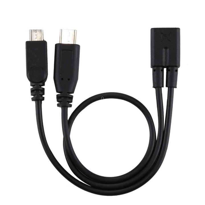 Micro USB Female to USB-C / Type-C Male + Micro USB Male Adapter Y Cable, Total Length: about 30cm, For Samsung, Huawei, Xiaomi,