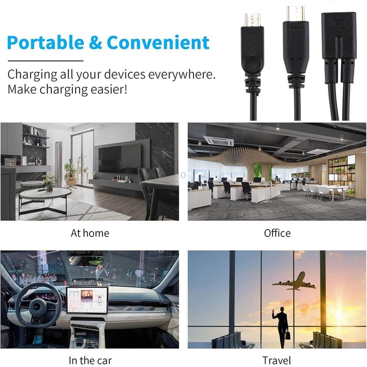 Micro USB Female to USB-C / Type-C Male + Micro USB Male Adapter Y Cable, Total Length: about 30cm, For Samsung, Huawei, Xiaomi,