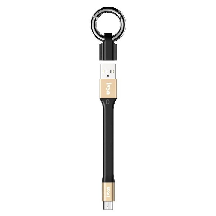 IVON CA90 3.1A Max USB to USB-C / Type-C Portable Data Cable with Ring, Length: 14.5cm (Champagne Gold)