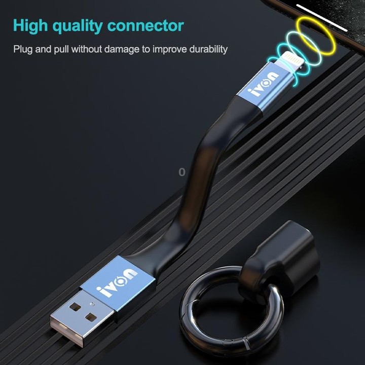 IVON CA90 3.1A Max USB to USB-C / Type-C Portable Data Cable with Ring, Length: 14.5cm (Champagne Gold)