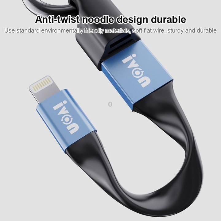 IVON CA90 3.1A Max USB to USB-C / Type-C Portable Data Cable with Ring, Length: 14.5cm (Dark Gray)