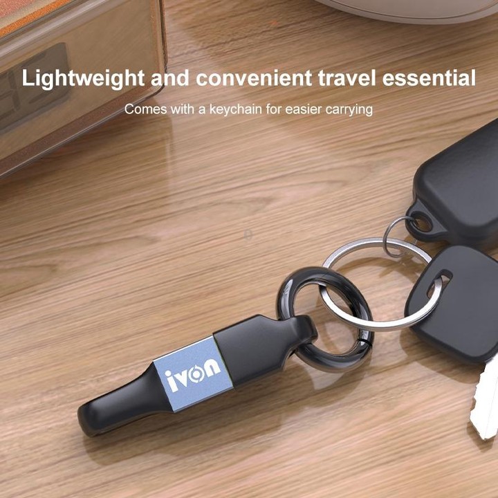IVON CA90 3.1A Max USB to USB-C / Type-C Portable Data Cable with Ring, Length: 14.5cm (Dark Gray)