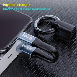 IVON CA90 3.1A Max USB to USB-C / Type-C Portable Data Cable with Ring, Length: 14.5cm (Dark Gray)
