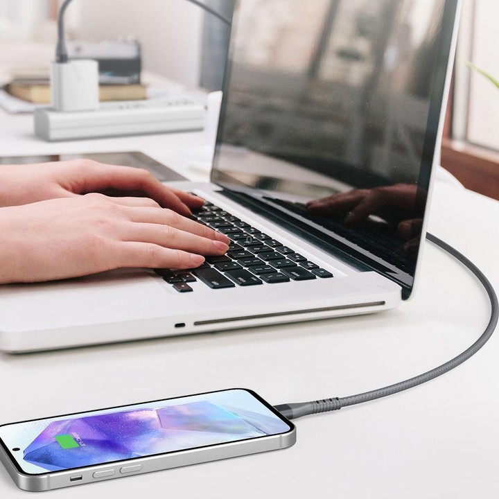 IVON CA92 2.4A Max USB to USB-C / Type-C Rubber Fast Charging Data Cable, Length: 1.5m (Grey)