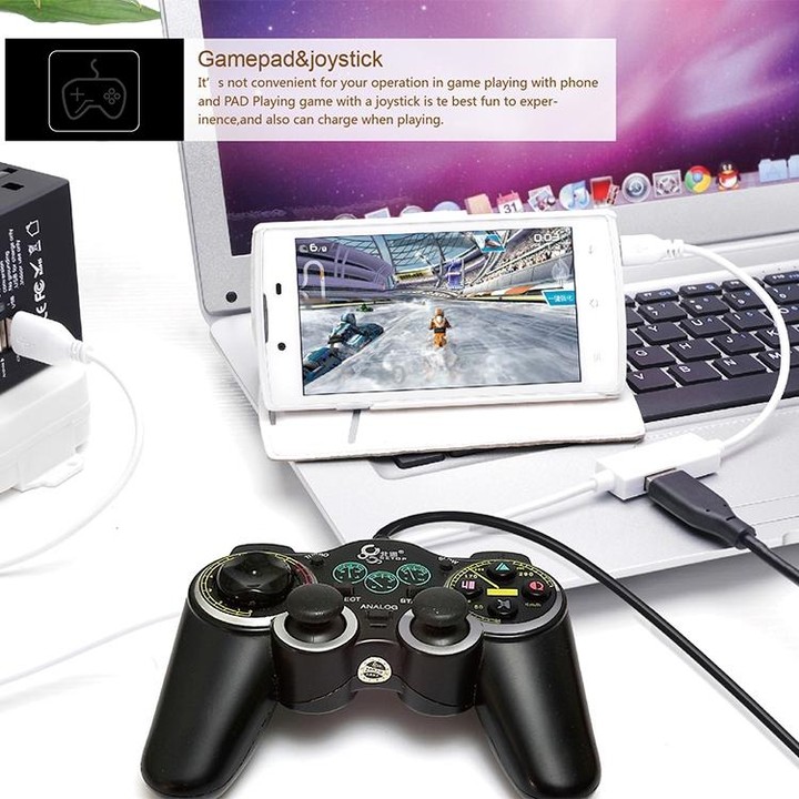 OTG-Y-03 USB 2.0 Male to Micro USB Male + USB Female OTG Charging Data Cable for Android Phones / Tablets with OTG Function, wit