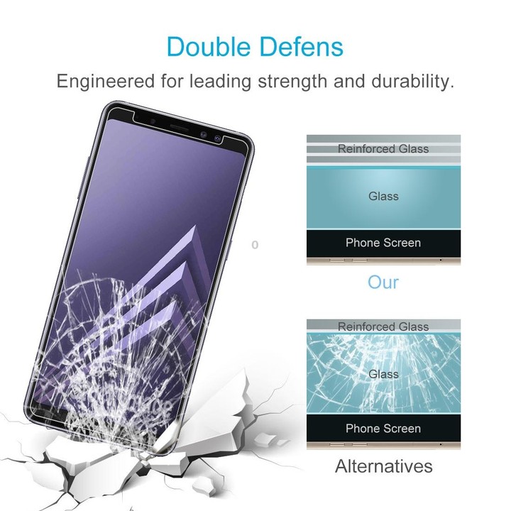 2 PCS for Galaxy A8 (2018) 0.26mm 9H Surface Hardness 2.5D Curved Edge Tempered Glass Screen Protector