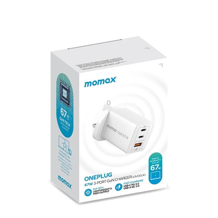 MOMAX UM30 PD 67W Fast Charger Power Adapter, UK Plug(Black)