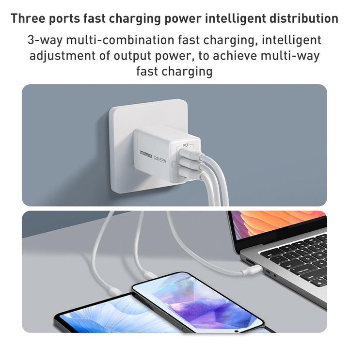 MOMAX UM30 PD 67W Fast Charger Power Adapter, UK Plug(Black)
